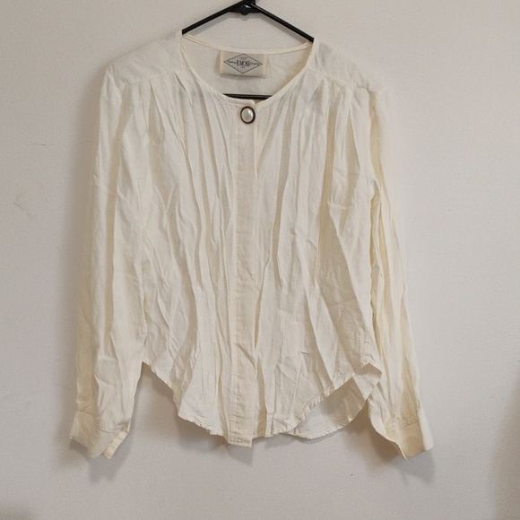 B. moss | Vintage Off-white button-down blouse | Women's L - Picture 1 of 7